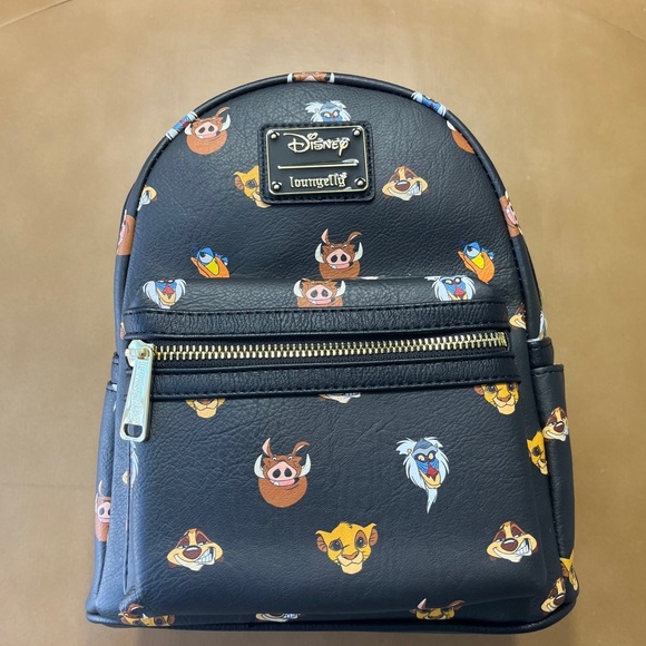 Loungefly Disney Lion King Character Faces AOP Mini Backpack NWT - Picture 1 of 6